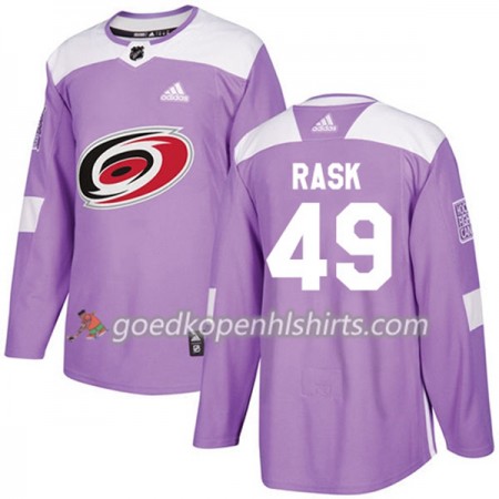 Carolina Hurricanes Victor Rask 49 Adidas 2017-2018 Purper Fights Cancer Practice Authentic Shirt - Mannen